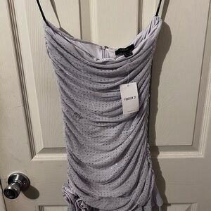 Forever 21 Lilac Ruched Spaghetti Strap Mini Dress with Sparkle